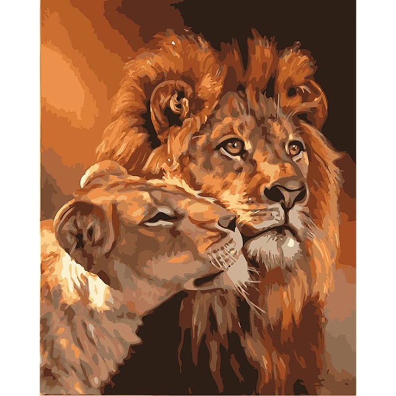 Diy Painting Paint By Number Kits Diy Oil Paint Lion King With Brushes And Acrylic Pigment For Adults Kids Beginner Christmas Decor Pre-Printed Canvas Art Home Decorations Gifts 40X50Cm Frameless Oil 